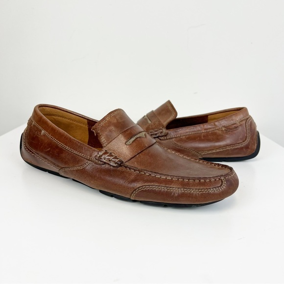 Clarks Other - Clarks Ashmont Way Brown Cognac Leather Driving Loafer 9.5 M